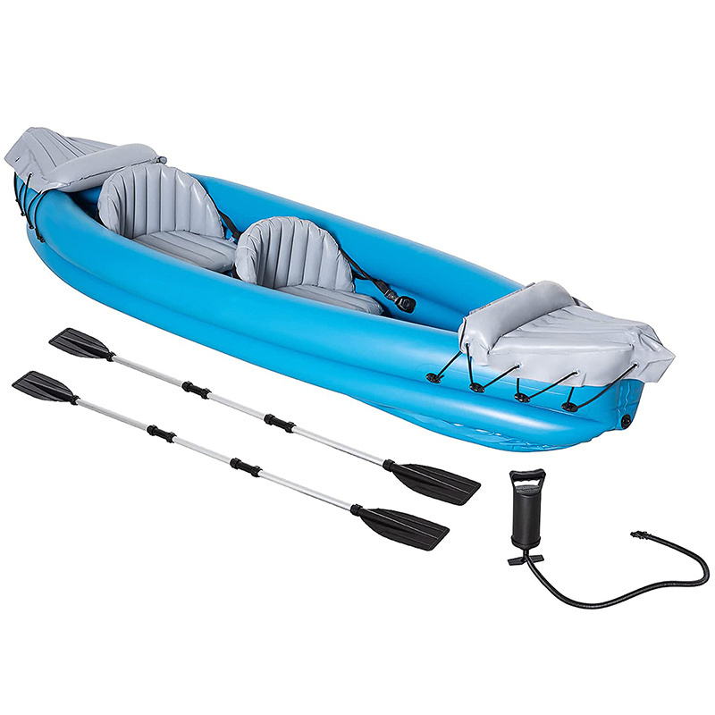 2 Person Inflatable Canoe, Inflatable Boat Kayak Set with 2 Aluminum Oars