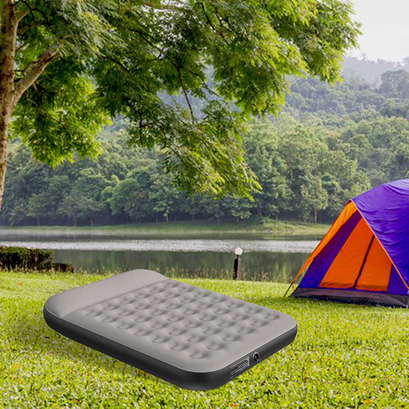 Double Queen Pool Mattress with Pillow Air Bed Waterproof Flocking Air Mattress for Camping Home