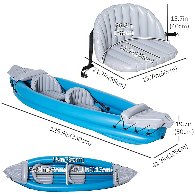 2 Person Inflatable Canoe, Inflatable Boat Kayak Set with 2 Aluminum Oars