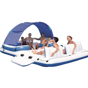 Oem custom pvc 6 7 10 person tropical tahiti inflatable water floating island