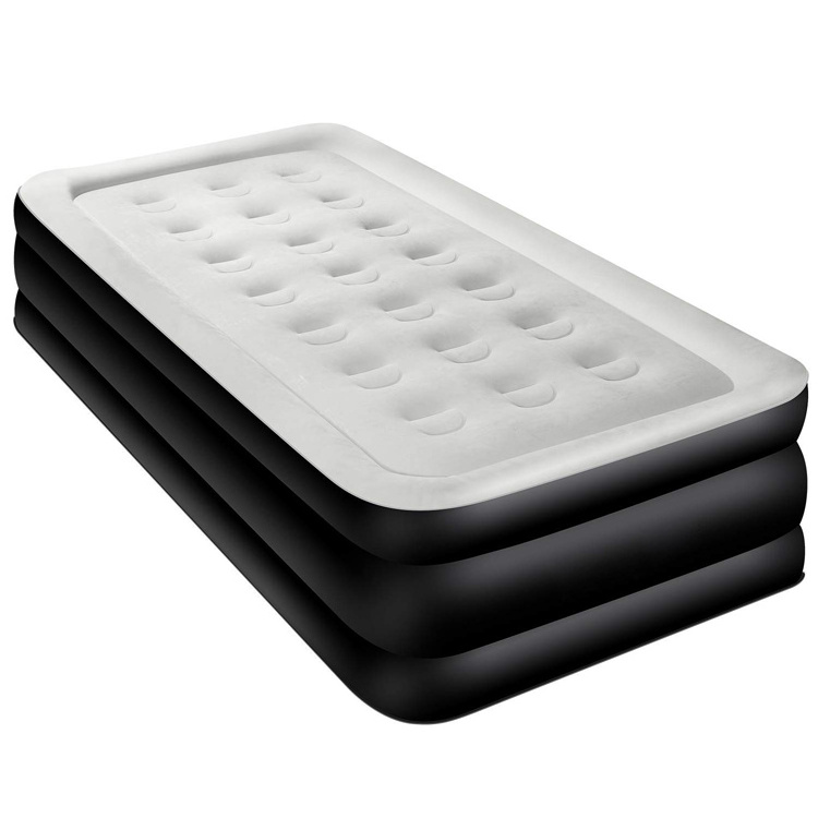 Twin Air Mattress Guest Durable Inflatable Airbed Blow Up Elevated Raised Air Bed with Built-in Electric Air Pump