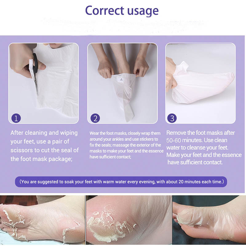 OEM Exfoliating Foot Mask for Adults Peel Away Callus Dead Skin Cells Skin Care Spa Treatment Herbal Lavender Foot Peel Mask