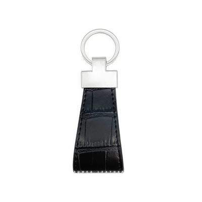 Personalized Leather Keyrings PU vegan crocodile Leather heavy duty metal hardware custom logo keychains