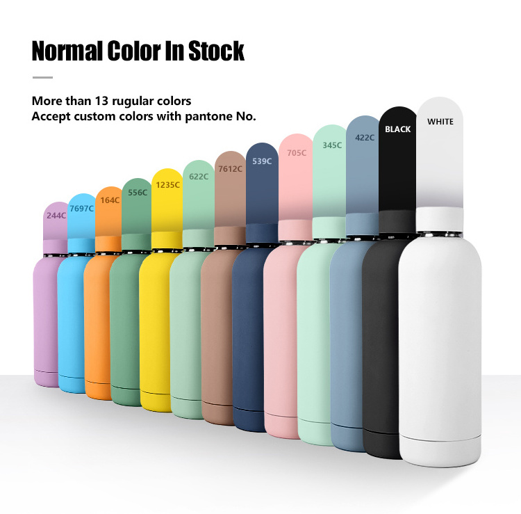 Top Seller 350ml 500ml Custom Logo Double Wall Thermos Flask Insulated Stainless Steel Powder Coated Black Luxury Water Bottle