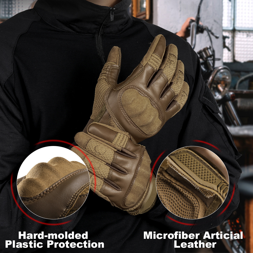 Wholesale PU Leather Tactical Gloves Touch Screen Hard Shell Full Finger Glove Combat Driving Bicycle Mittens Men