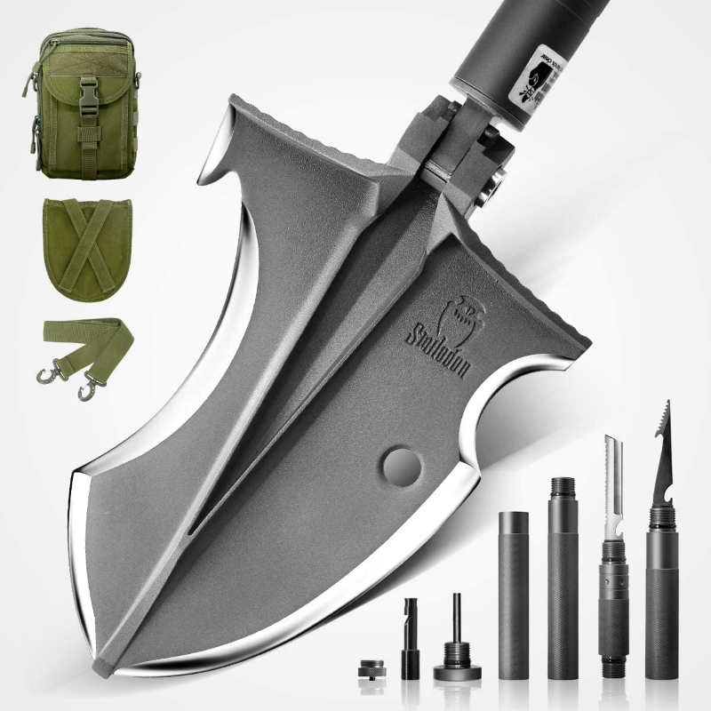 Zune Lotoo High Quality Axe-Type Tactical Camping Shovel Folding Multitool 24 in 1 Survival Spade Snow Shovel Survival Kit Gear