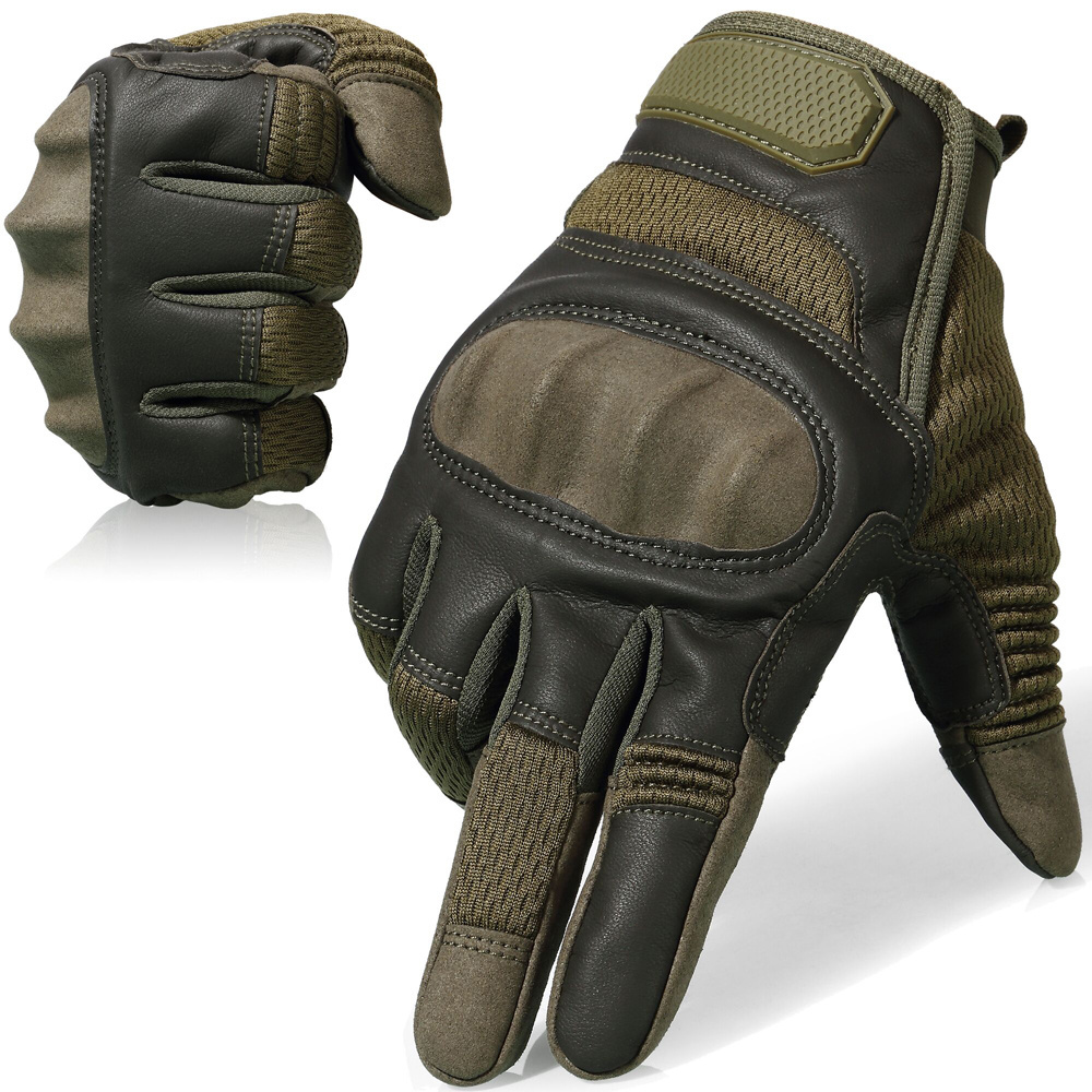 Wholesale Touch Screen Tactical Gloves Shooting Work PU Leather Full Finger Glove Protect Gear Men Mittens