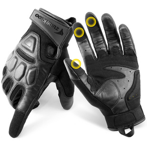 ZuneLotoo Sheepskin Touch Screen Fingerless Full Finger Tactical Work guantes para moto Cycling Racing Leather Motorcycle Gloves