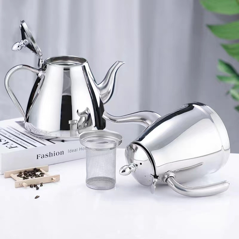 Luxury Tea Pot Thickened Stainless Steel with Filter Screen Teapot Hotel Restaurant Boiling Tea Pot Tea Kettle