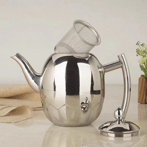 Stainless Steel Household Tea Kettle Olive Fashion Boiling Water Craft Pot Silver Gold Titanium 1/1.5L with Tea Strainer