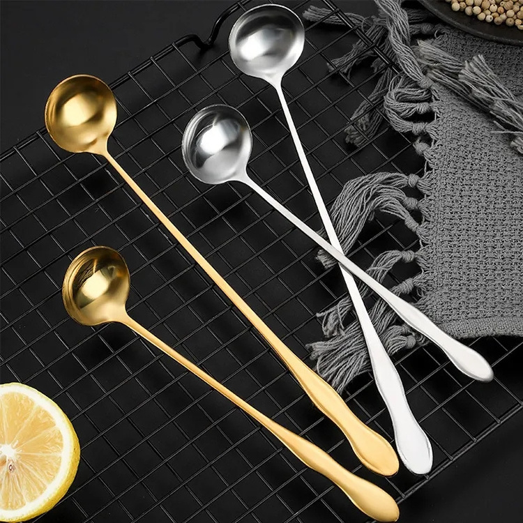 Stainless Steel Long Handle Mixing Spoon Cocktail Stirring Spoon Honey Spoon Long Handle Ice Cream Scoop