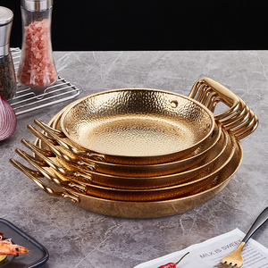 commercial stainless steel gold non-stick sukiyaki dry hot pot food warmer container serving dishes