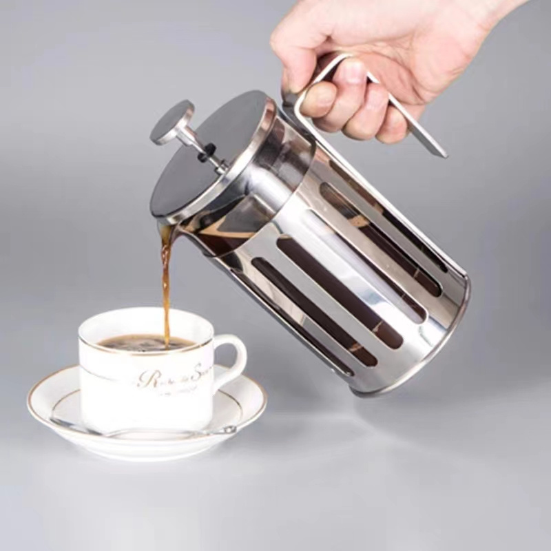 Glass French Press Coffee Maker, Stainless Steel Coffee Press Coffee and Tea Maker French Press