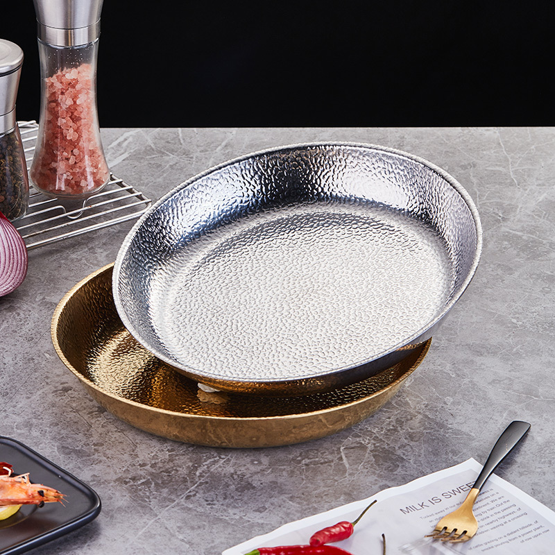 commercial stainless steel gold non-stick sukiyaki dry hot pot food warmer container serving dishes