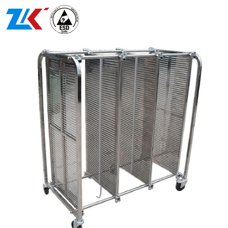 Antistatic SMT Stainless steel ESD PCB Trolley with Hanging Racks