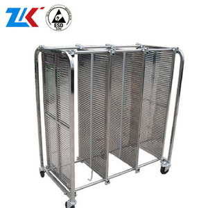 Antistatic SMT Stainless steel ESD PCB Trolley with Hanging Racks