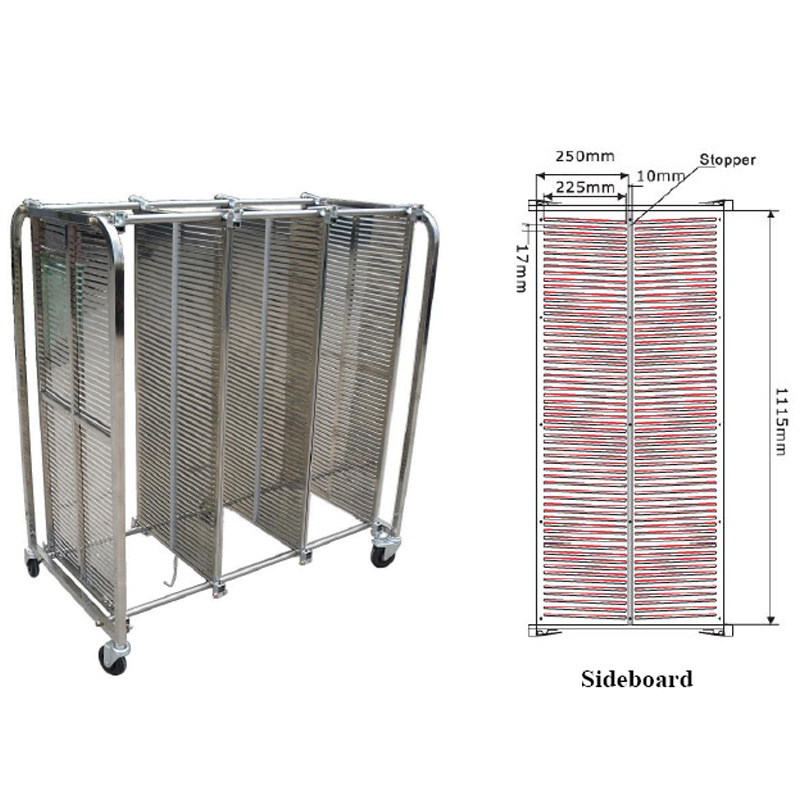 Antistatic SMT Stainless steel ESD PCB Trolley with Hanging Racks