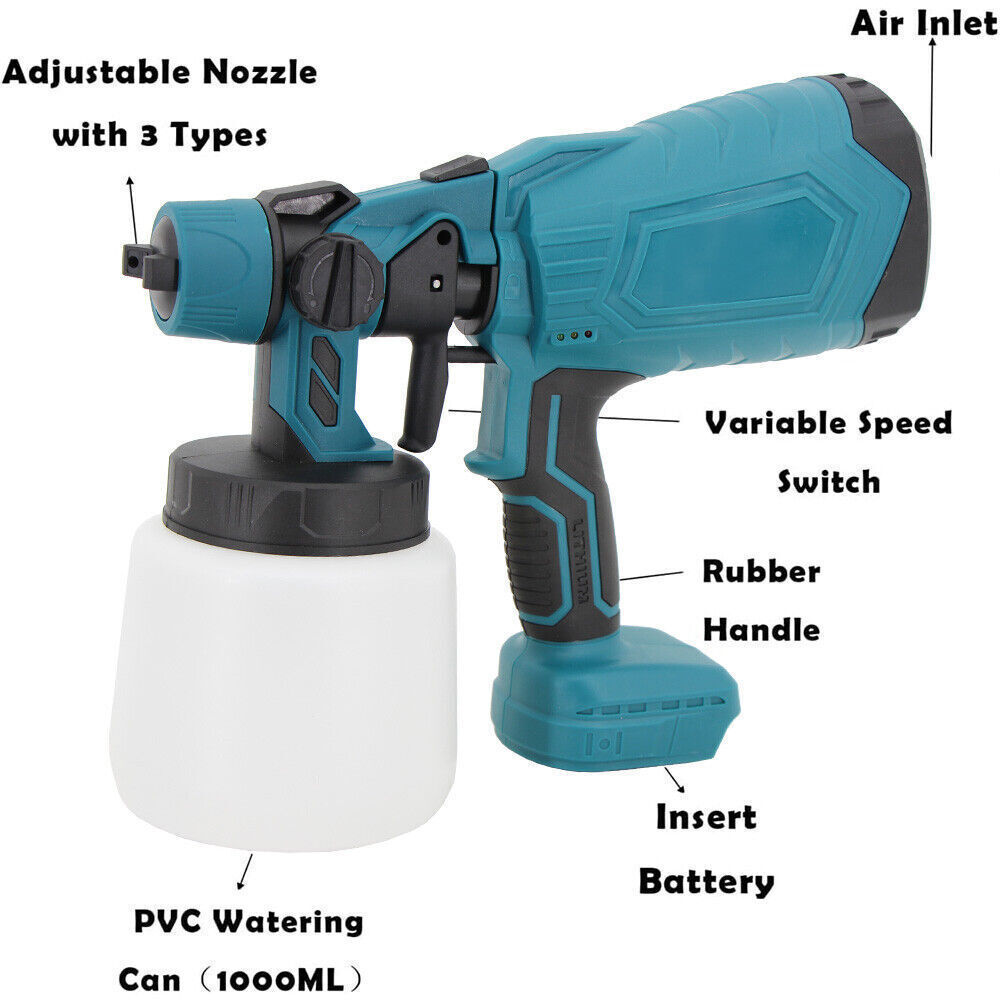 Cordless Electric Spray Gun Machine, Lithium Battery Power Spray Gun Suitable for paints, emulsion paints.