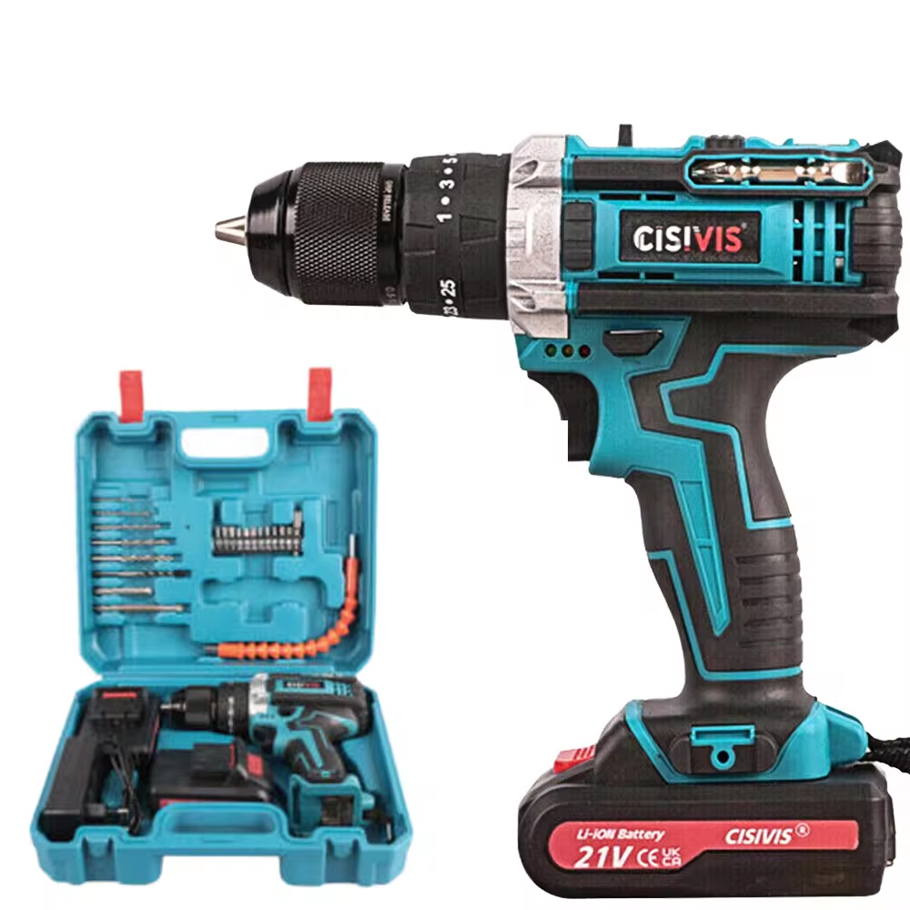 21v Cordless Power Drills Handheld Quick Electric Screwdriver Tools Lithuim Ion Battery Brush Motor Impact Hammer Drill