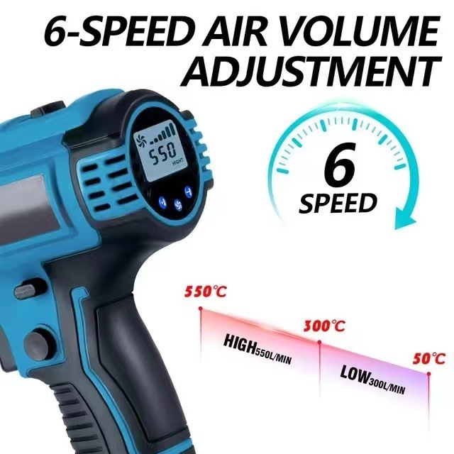 Wireless High Power Digital Display Temperature-Adjustable Portable Hot Air Gun with Lithium Cordless Heat Gun