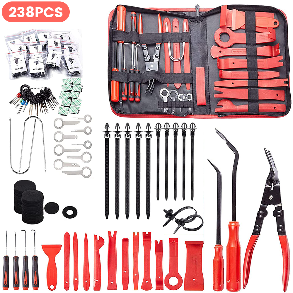 238Pcs Car Trim Removal Pry Tool Set Molding Panel Door Dash Interior Clip Kit