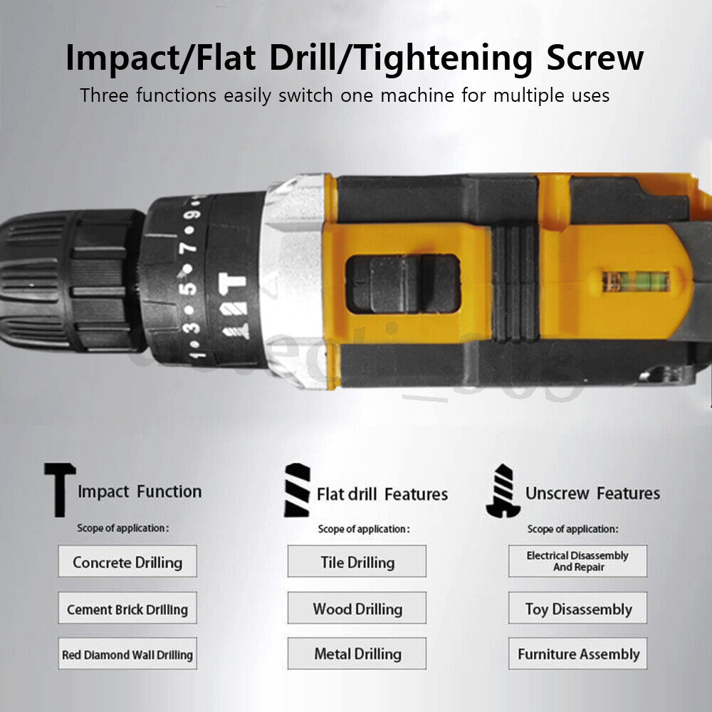 21V Cordless Electric impact drill Set New Driver with Charger & 2 Batteries Power Drill