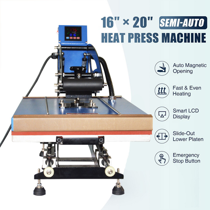 Multifunction sublimation transfer 16x24 40x50 38*38 40x60 T shirt manual slide heat press machine 220v for shirt metal fabric