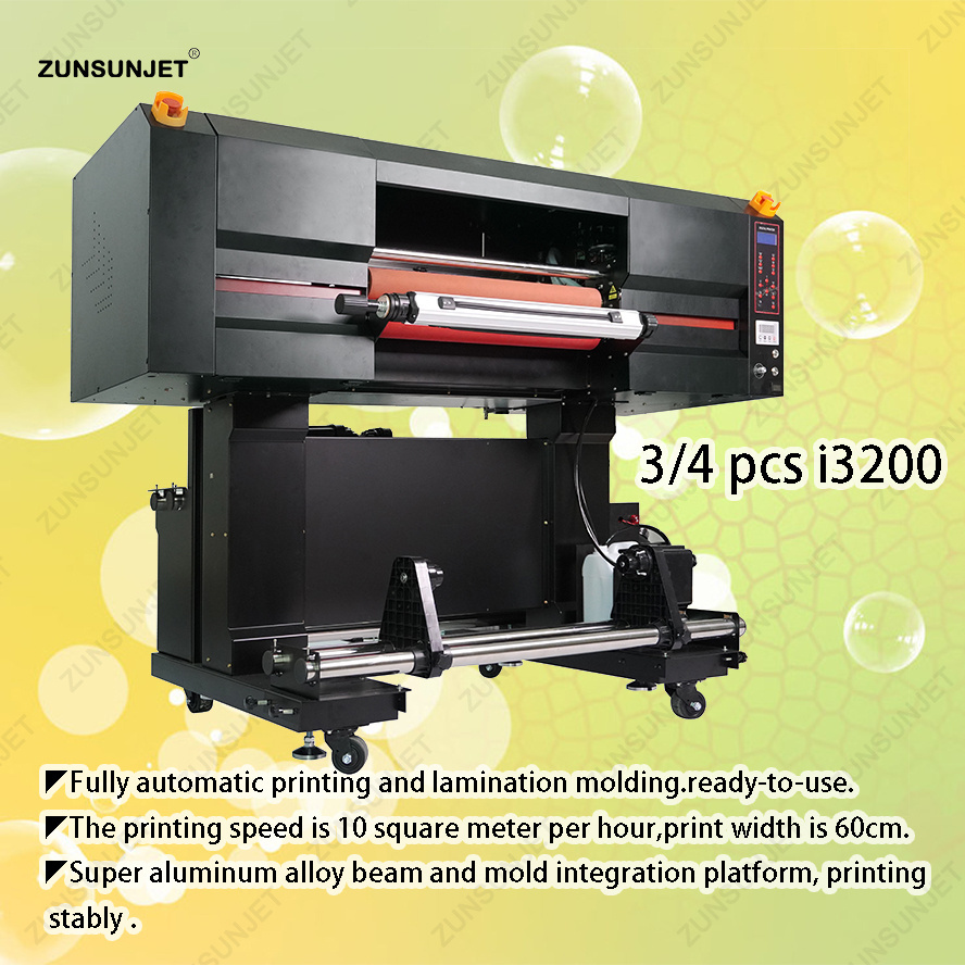 new digital a1 24 inch 60cM 60 cm 3 4 heads i3200 roll to roll uvdtf uv dtf sticker printing printer with laminator uv dtf