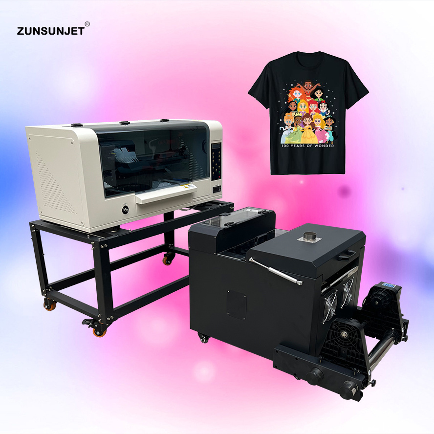 Zunsunjet digital  In Desktop Dtf Printer I3200 2 Head 30Cm 13 In Dtf Printer And Shaker A3 Plus With Oven