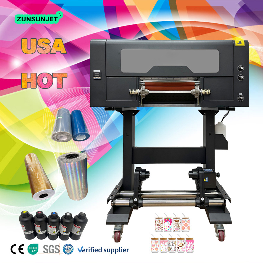 Zunsunjet  330Mm Dtf Uv Printer 3 Heads Xp600 Printing Machine For Glass Bottles