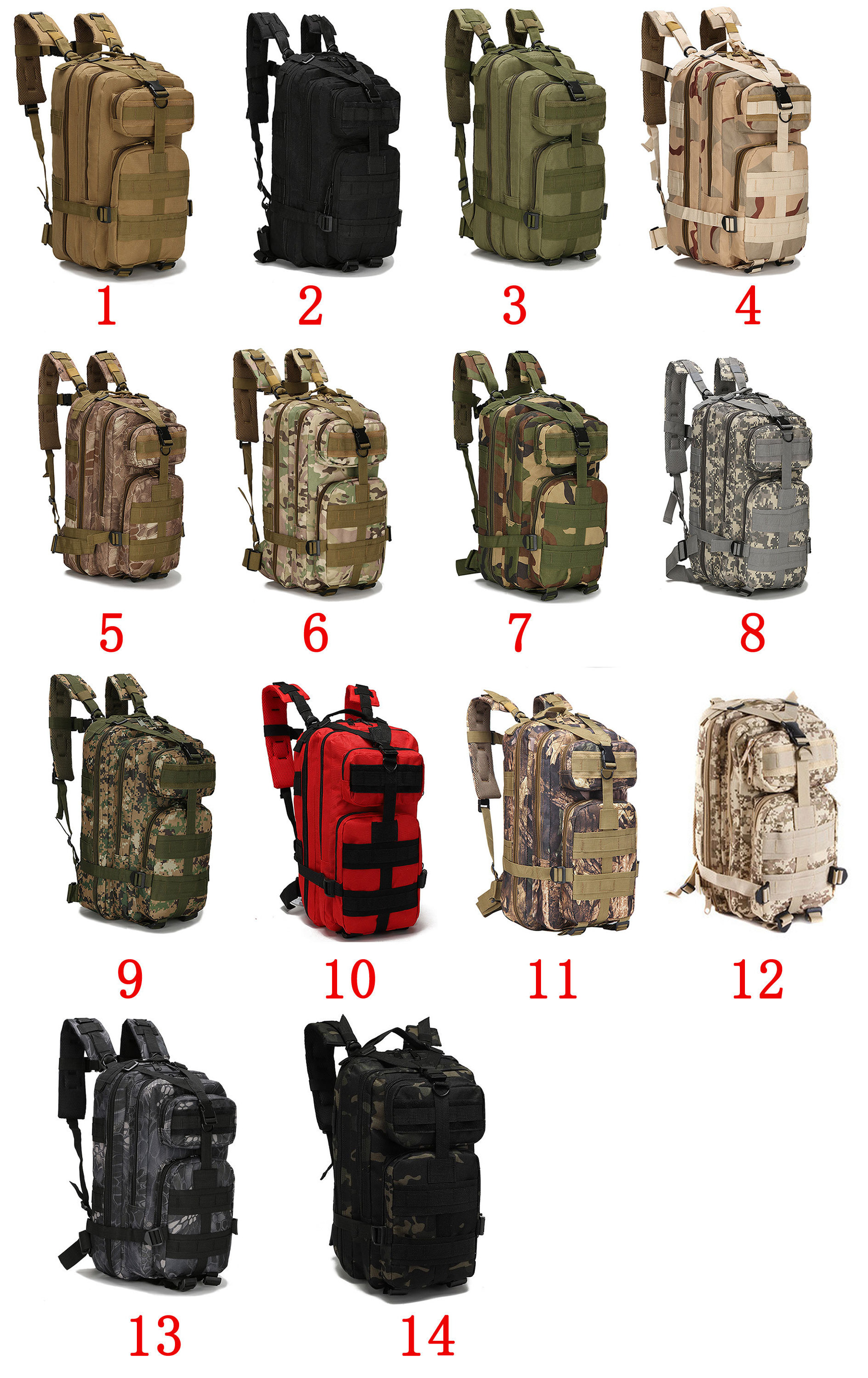 Green Heavy Duty Duffle MOLLE System Oxford Men Sport 25L 30L 35L Tactical Hiking Backpack 3P Attack Rucksack  Bag