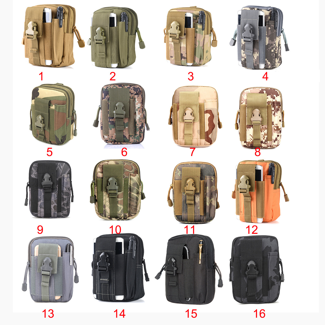 Flashlight Hiking Outdoor Tactical Hunting Pouch Mini Belt Camo Men Tactical Waist Bag Tactical Molle Cell Phone Pouch Case