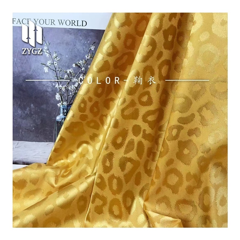 Wholesale High Quality Luxury Multi-color Leopard Silk Satin Jacquard Textile Fabric for Woman Clothing Dress Garment