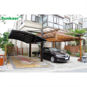 High Quality Aluminum Frame Carport Outdoor car double shed parking sun shelter roof cover single slope curved carports