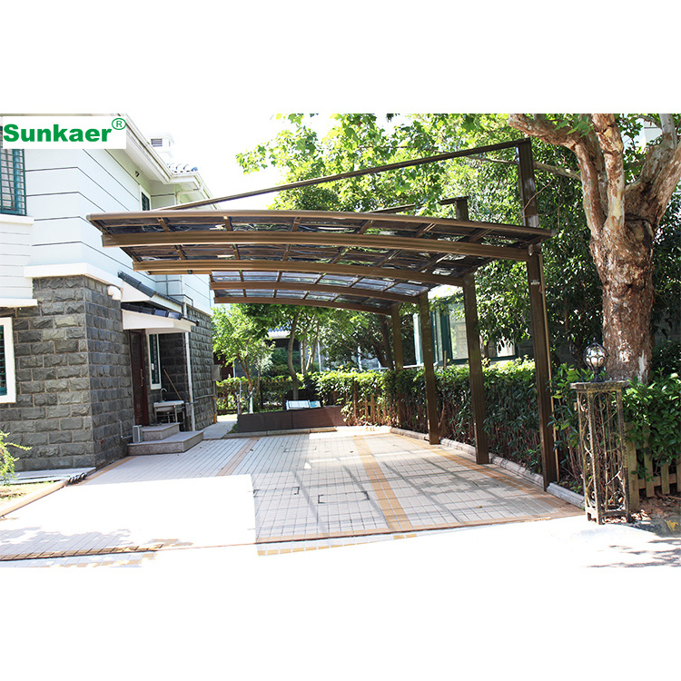 Top rated high snow load polycarbonate sheet modern outdoor gazebo curved carports car shed parking roof