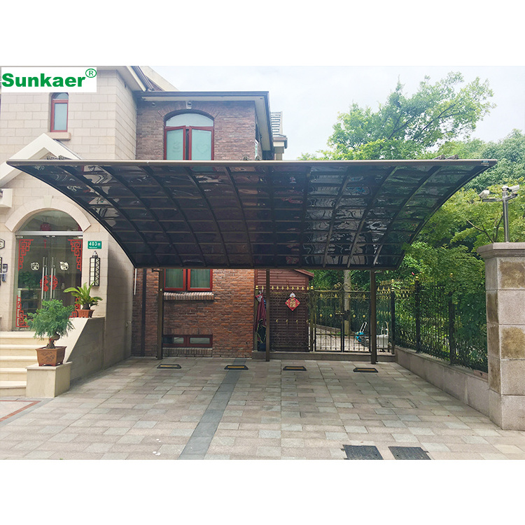 Sun shade driveway gate canopy carports polycarbonate car port aluminum car parking shed Metal Carports Sale