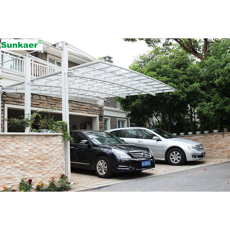 Hot sale high strength prefabricated shelters school shelter bus stop Waterproof Four Column Champagne Metal Solar Carport