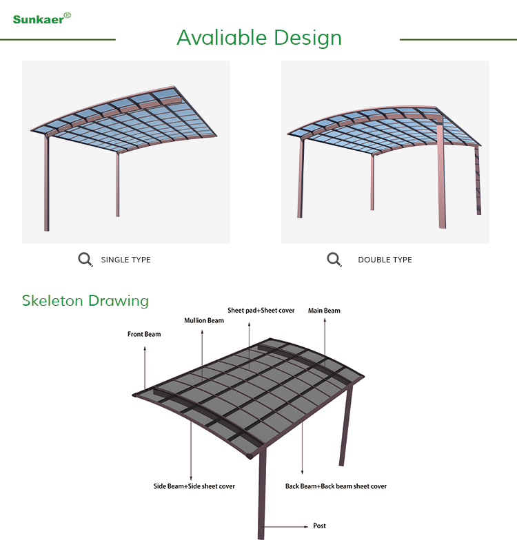 Wholesale car parking shed garage retractable awning carport aluminium polycarbonate