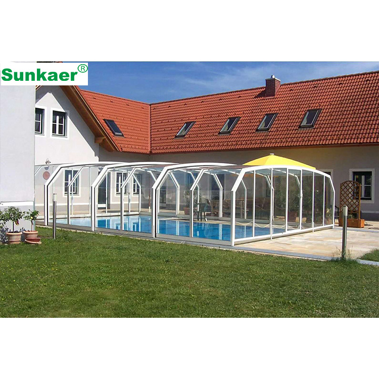 Cost price customized movable swimming pool cover shed safety pool equipment enclosures Garden Canopy glass swimming pool cover