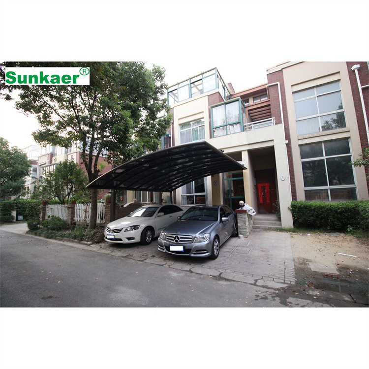 High Quality Aluminum Frame Carport Outdoor car double shed parking sun shelter roof cover single slope curved carports