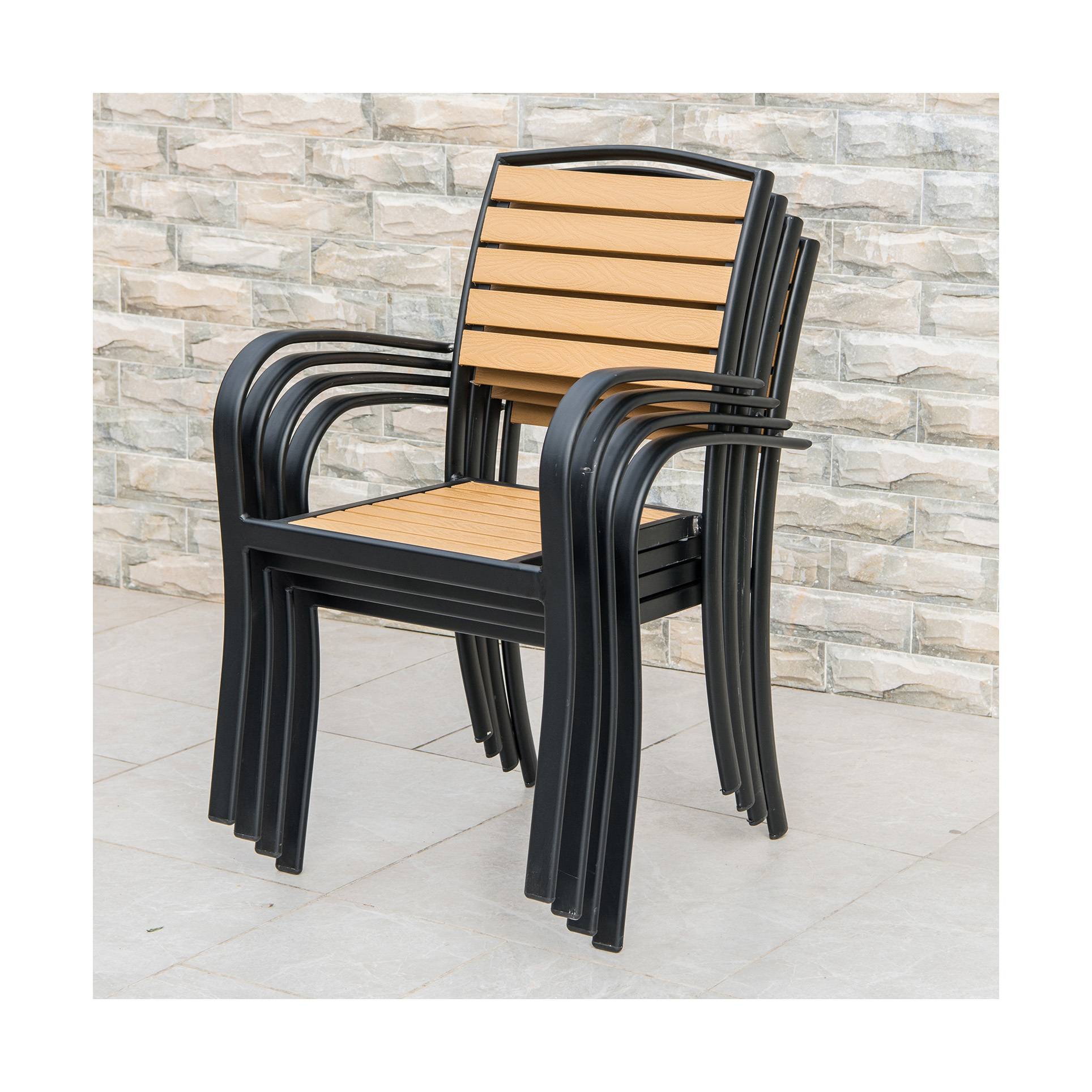 Bulksale High Quality Outdoor Patio Furniture Plastic Wood Chair Cheap Patio Composite Material Chair