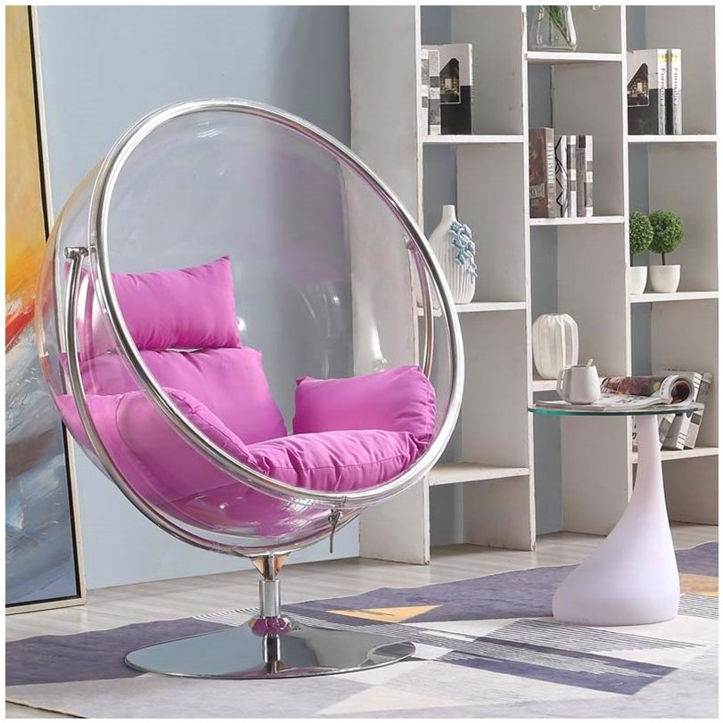 Indoor outdoor stainless steel round swivel lounge chair bubble chairs stand transparent acrylic