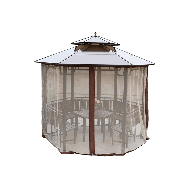 Classical Style Outdoor Luxury Wood Garden Waterproof Gazebo With Privacy Curtain hexagonal tent Gazebos