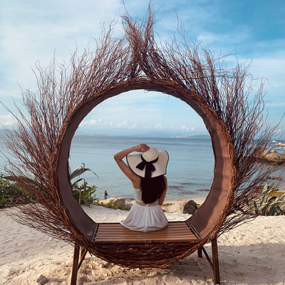 Rattan Hanging Chair Round Water Drop Bali Creative Swings Scenic Area Shaking Birds Nest Swing