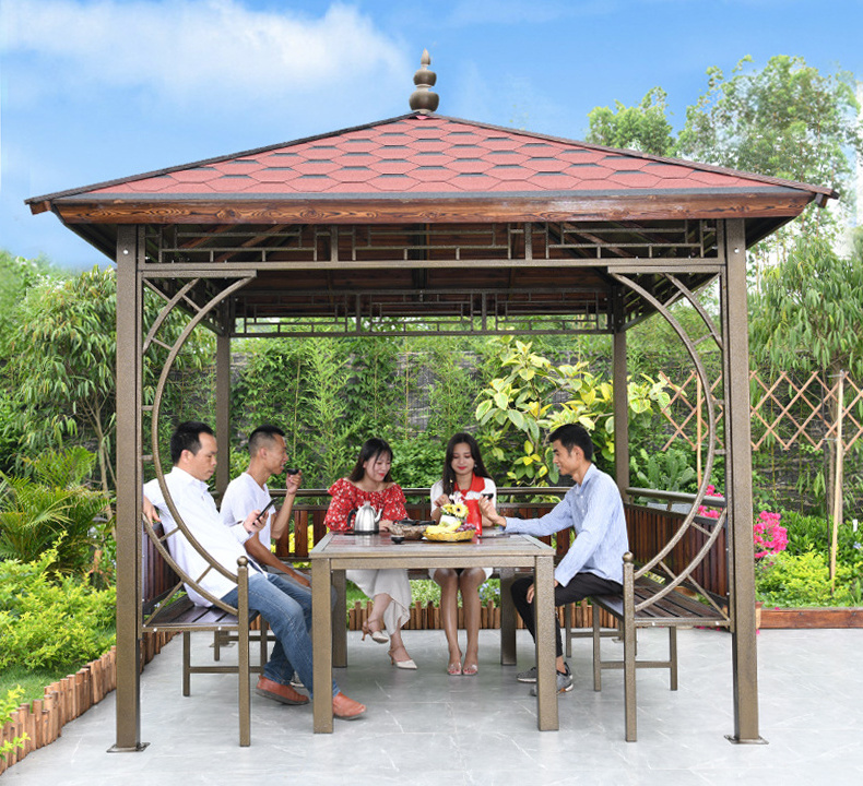 Chinese Style Luxury Outdoor Playground Equipment Large Metal Gazebo 3*3m