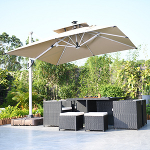 Top Quality Outdoor Parasol Sunbrellas Fabric Roof 10ft Square 3*3m Offset Cantilever Patio Umbrella