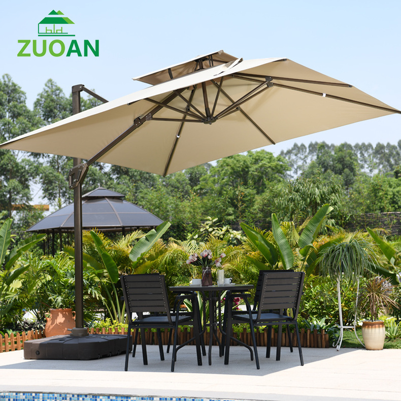 2023 Best Sale 3m Square Garden Umbrella Aluminum Parasol Outdoor Garden Roma Cantilever Patio Umbrellas