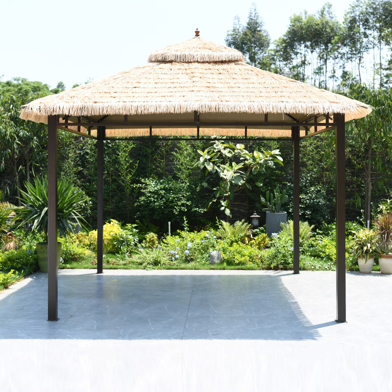 special offers garden line cast wrought iron steel metal frame gazebo artificial synthetic gazebo roof thatched roof