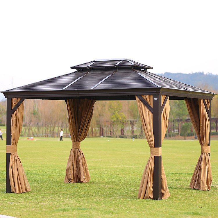 Commercial Outdoor Garden Backyard Galvanized Metal Roof Gazebo Aluminum Pole Pavilion