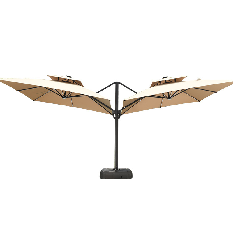 large commercial two side bars umbrella double table led light parasols for outdoor dining restaurants